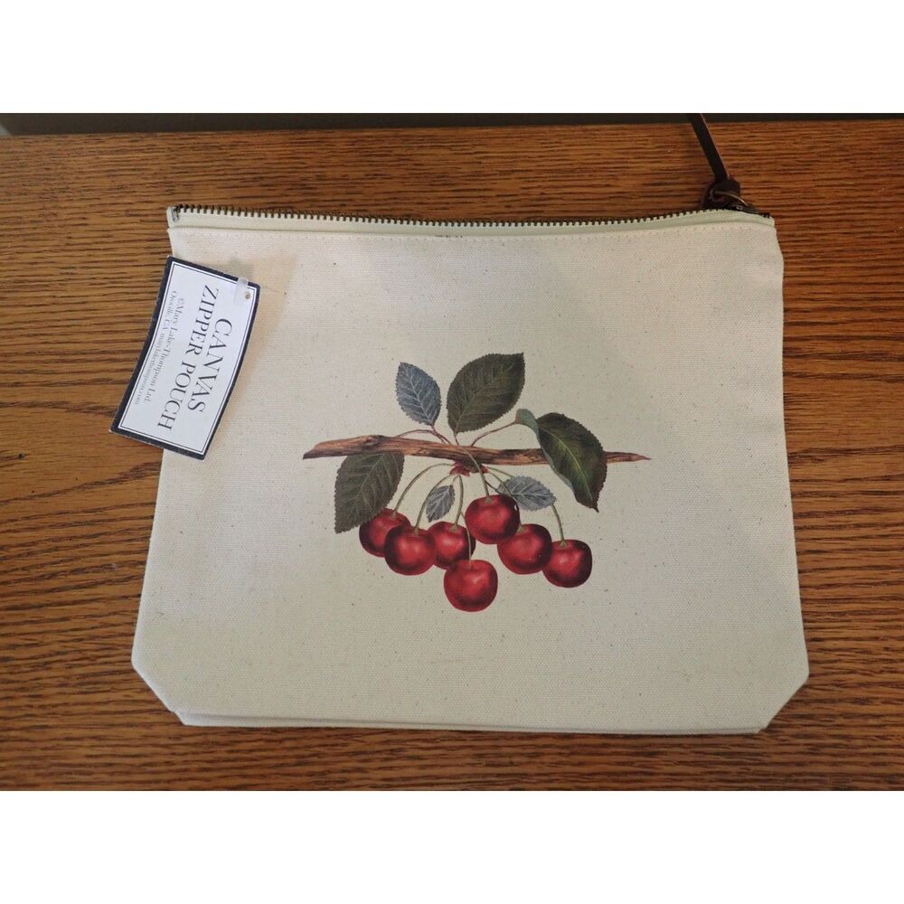 Mary Lake-Thompson Canvas Cherries Bag Pouch Makeup Bag NWT